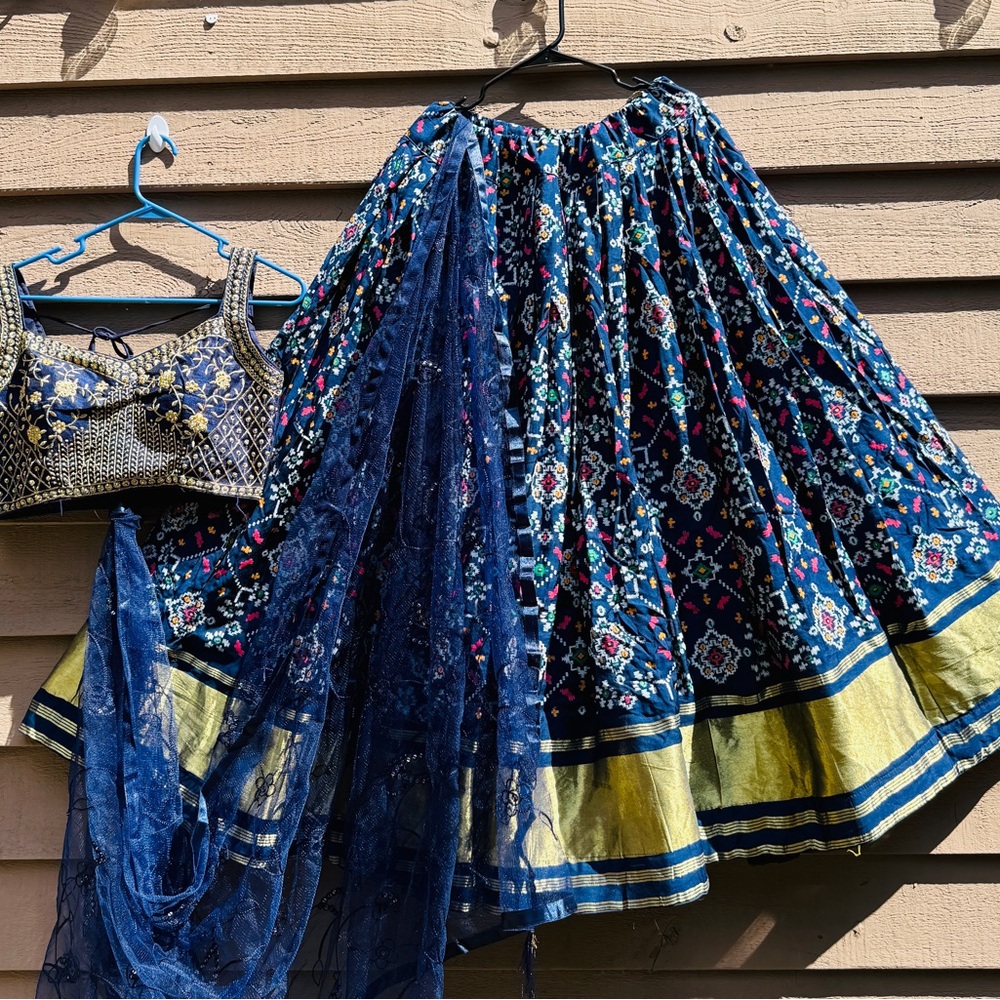 Navy Blue patola print  Women's Lahenga choli